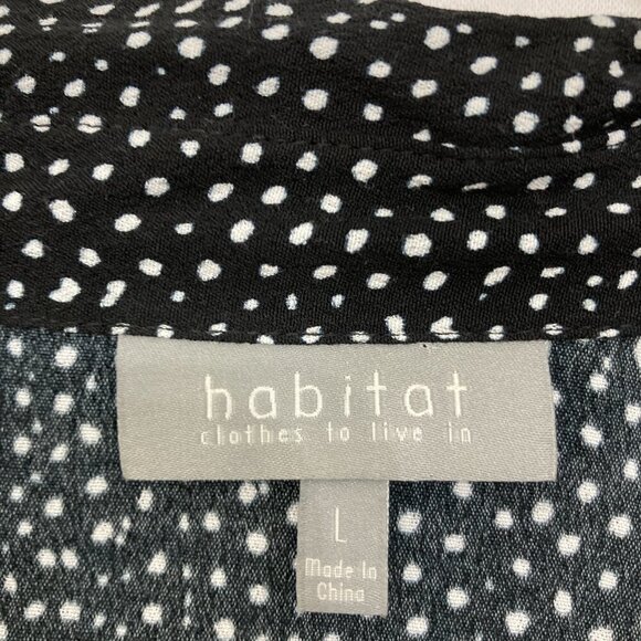 Habitat Large Black White Polka Dot Ultra Soft Tiered Ruffle Hem Button Down - Picture 2 of 10